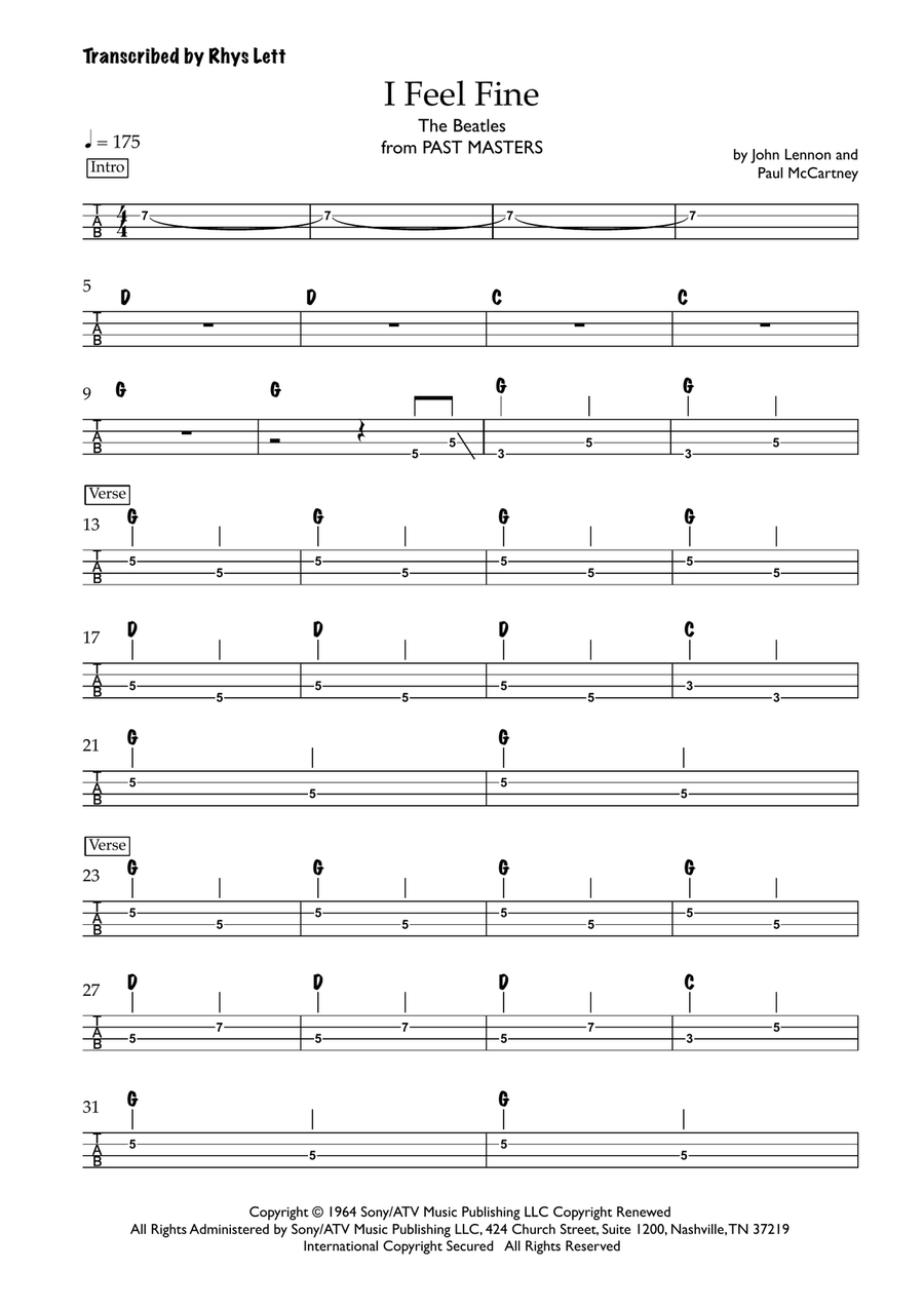 I Feel Fine I Feel Fine Acoustic Guitar scores gallery preview page 1