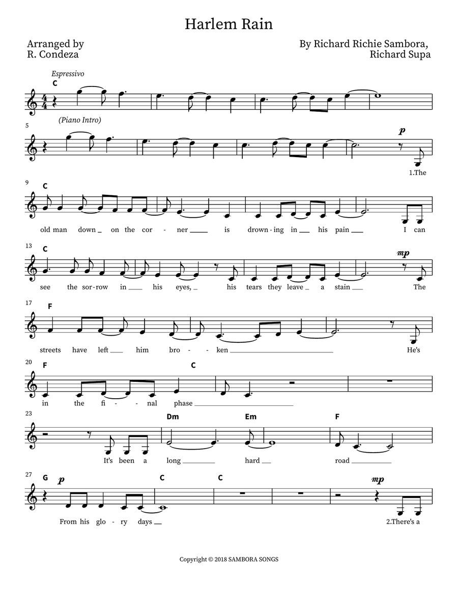 Harlem Rain Harlem Rain Piano scores gallery preview page 1