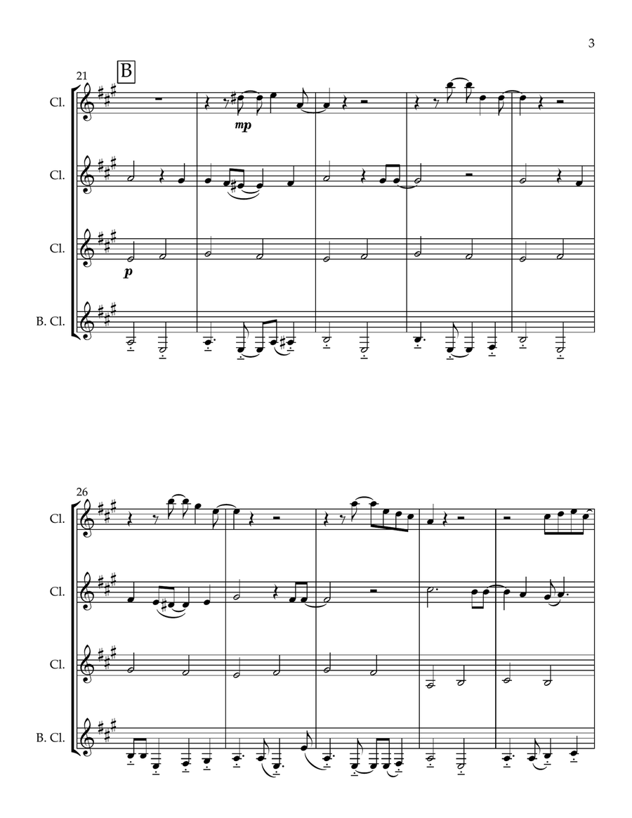 L-O-V-E L-O-V-E Clarinet Quartet scores gallery preview page 3