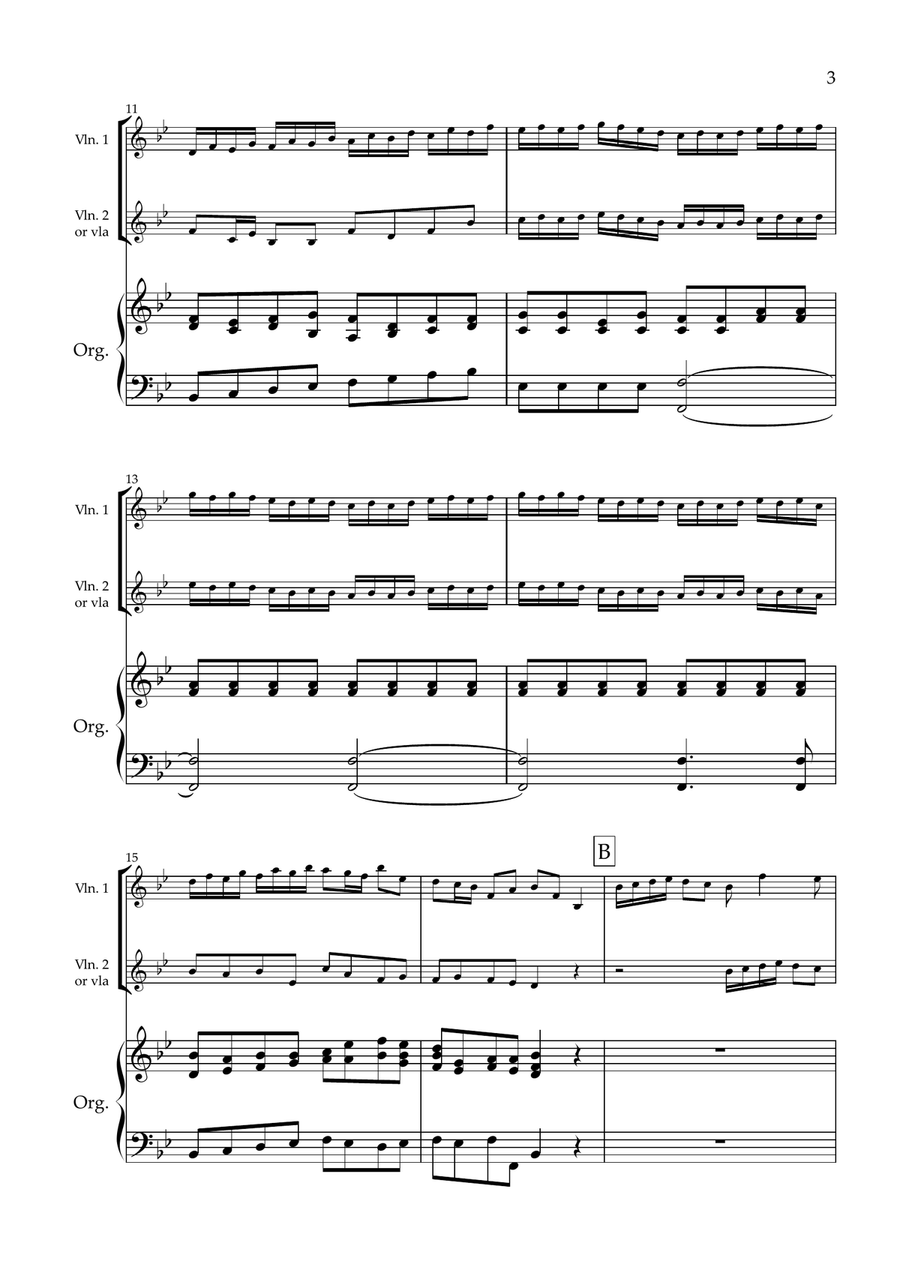 Arrival of the Queen of Sheba arr. 2vlns and organ (or vln,vla,org) String Duet scores gallery preview page 5