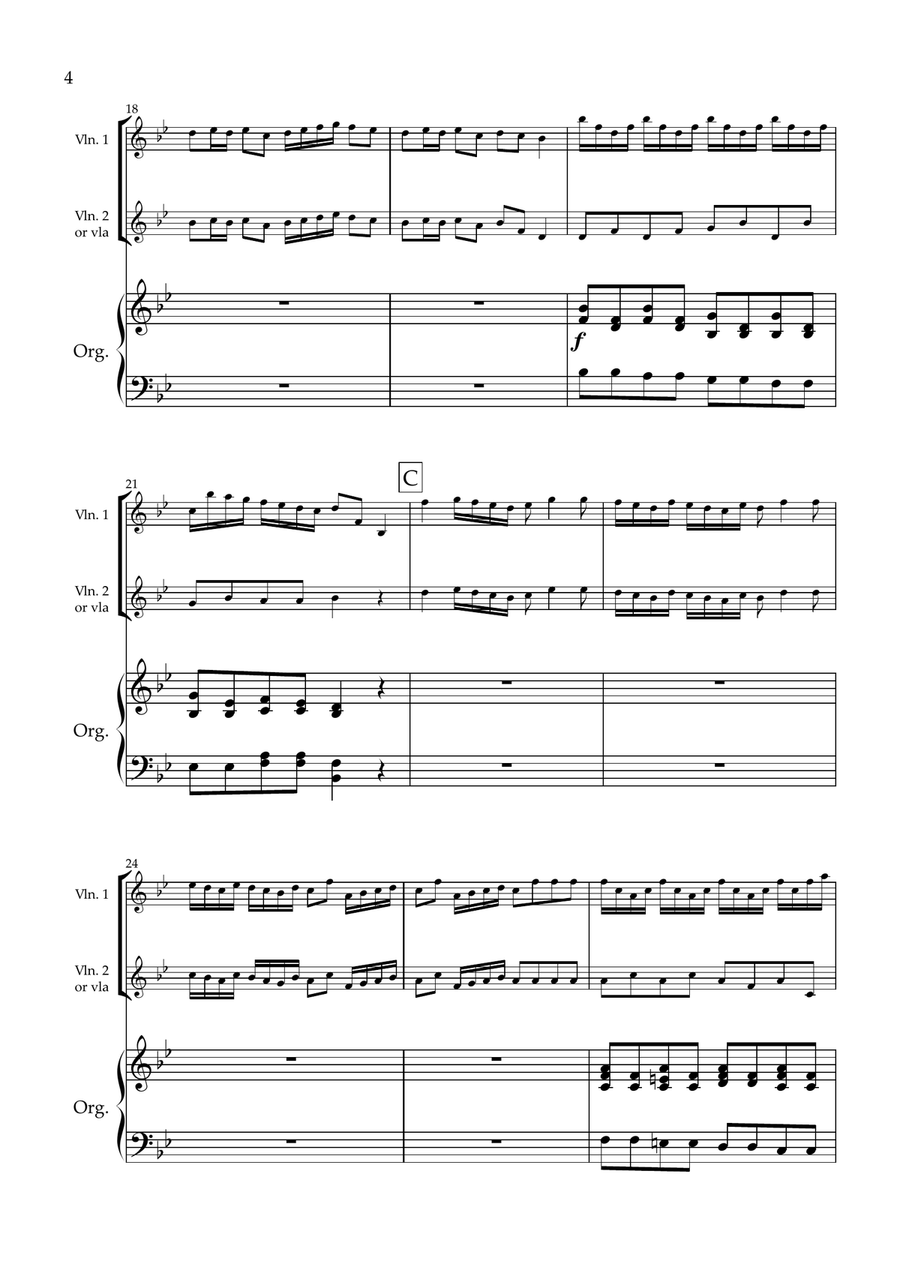 Arrival of the Queen of Sheba arr. 2vlns and organ (or vln,vla,org) String Duet scores gallery preview page 6