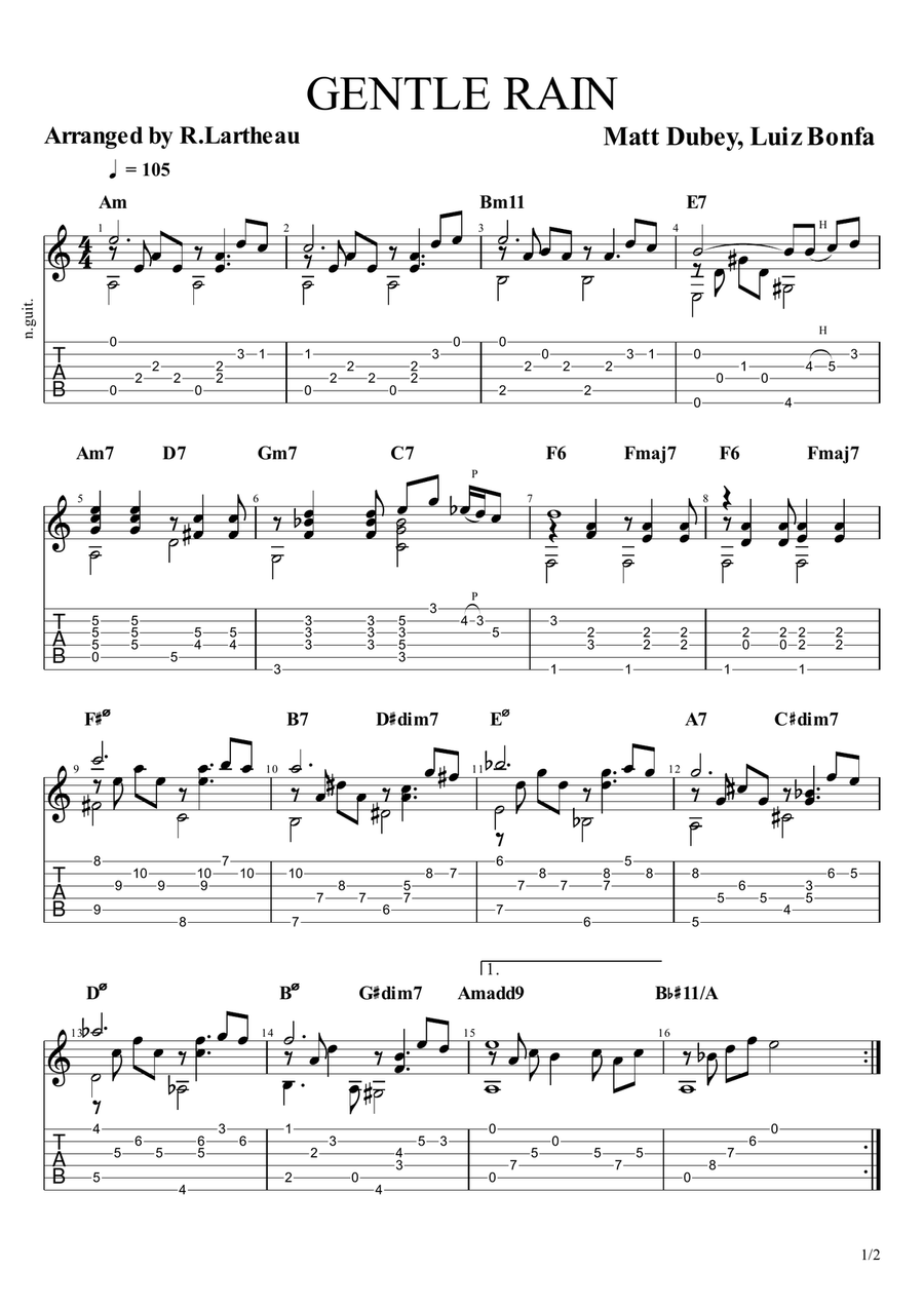 Gentle Rain Gentle Rain Classical Guitar scores gallery preview page 1