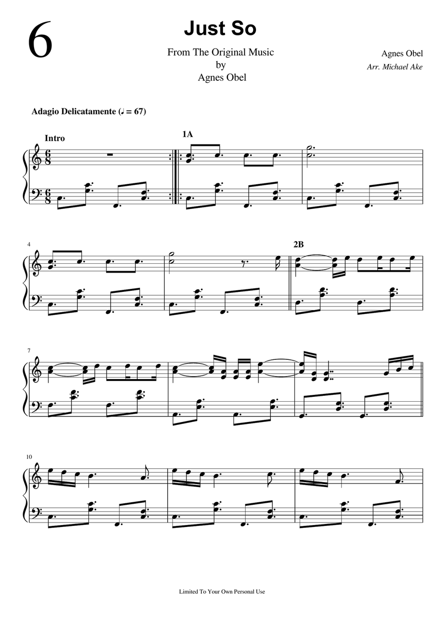 Just So Just So Piano Solo scores gallery preview page 1