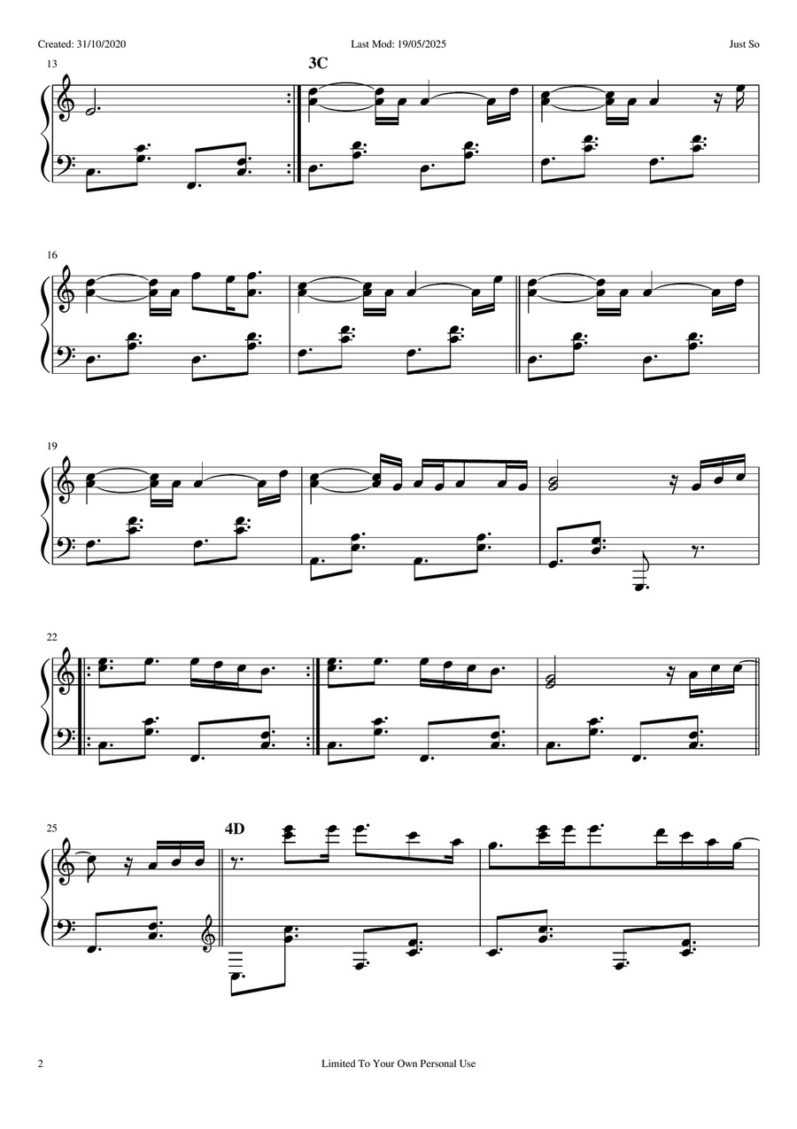 Just So Just So Piano Solo scores gallery preview page 2