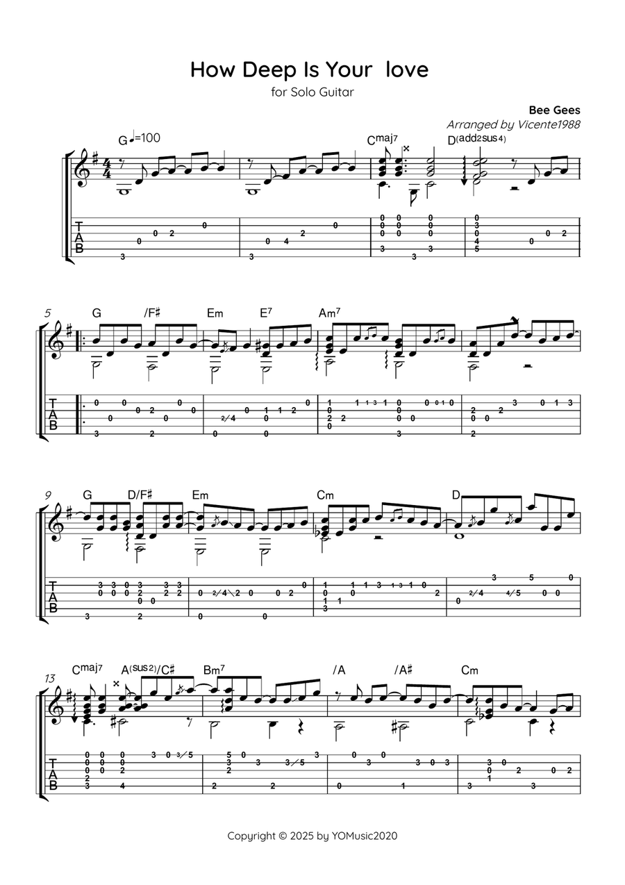 How Deep Is Your Love How Deep Is Your Love Acoustic Guitar scores gallery preview page 1
