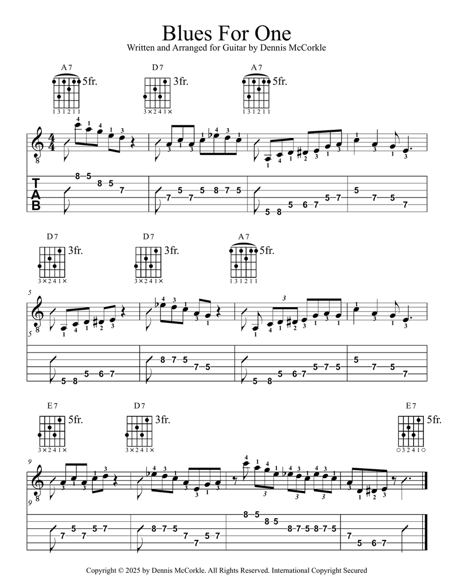 Blues For One Blues For One Electric Guitar scores gallery preview page 1