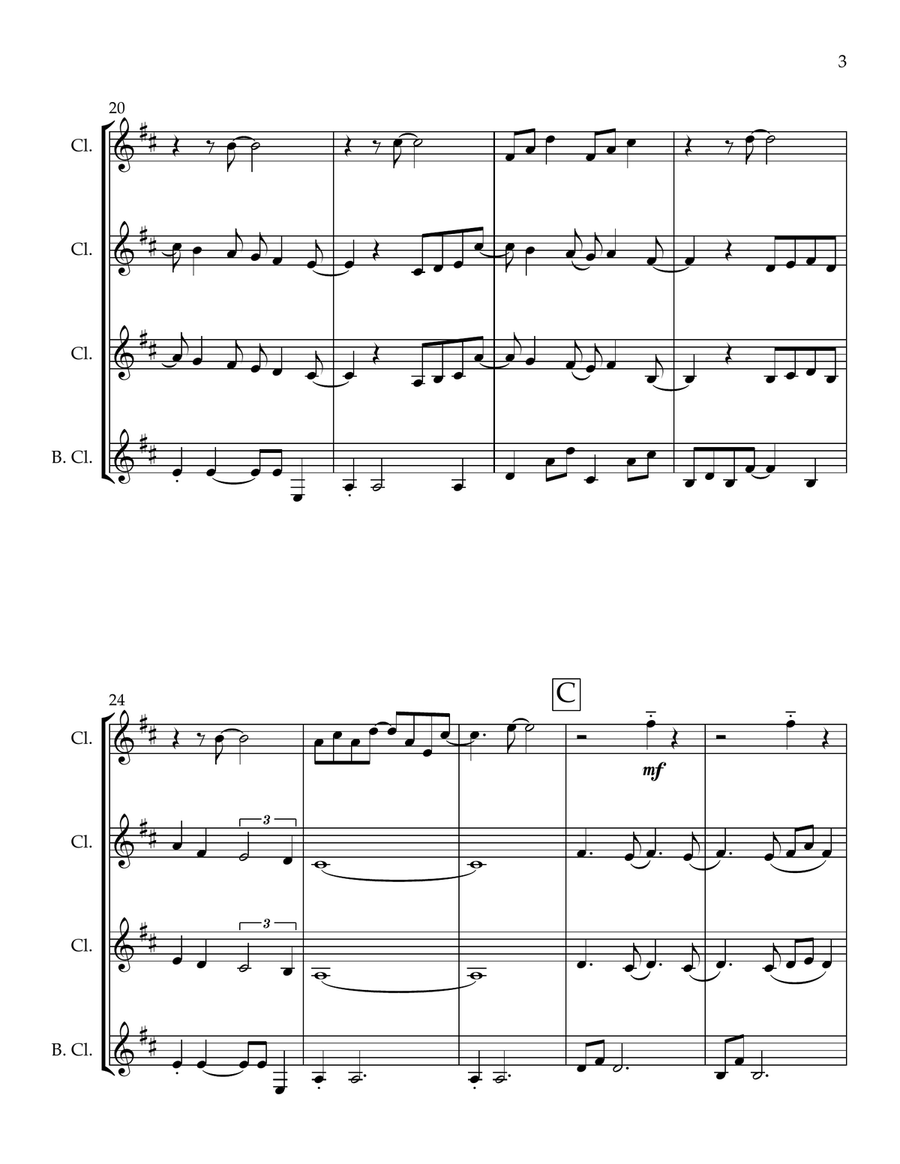 Lucky Lucky Clarinet Quartet scores gallery preview page 3
