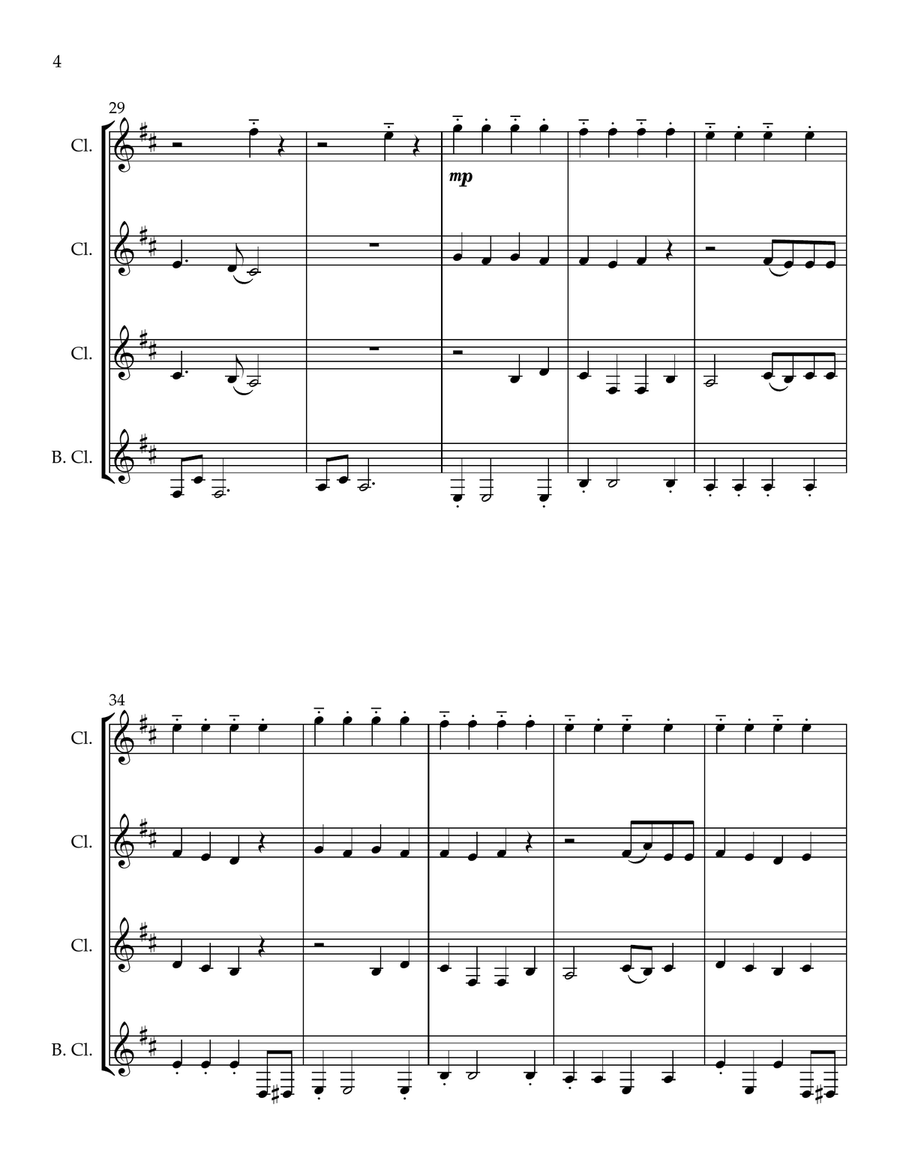 Lucky Lucky Clarinet Quartet scores gallery preview page 4