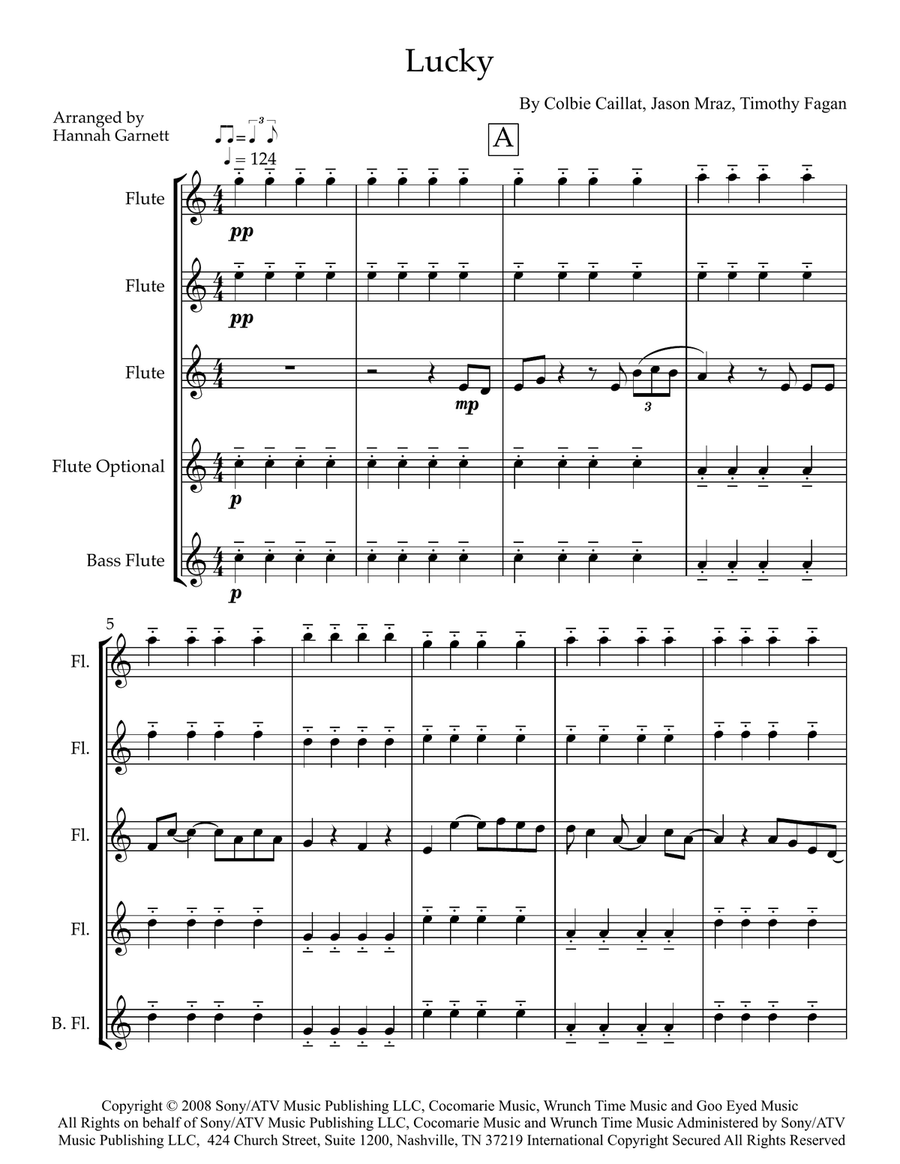 Lucky Lucky Flute Quartet scores gallery preview page 1