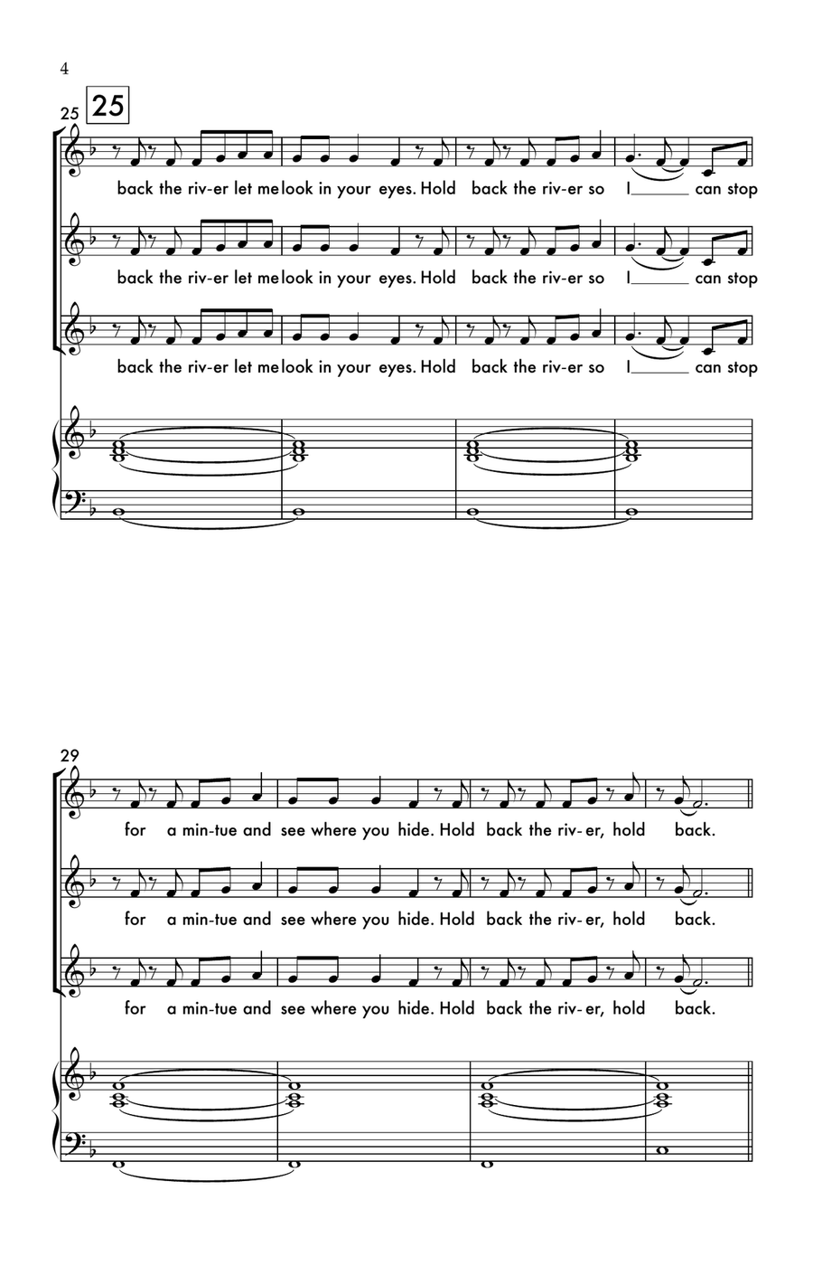Medley: Hold Back The River with Pompeii 3-Part scores gallery preview page 4