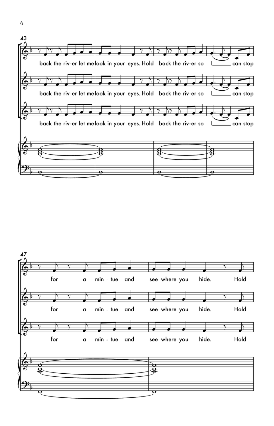 Medley: Hold Back The River with Pompeii 3-Part scores gallery preview page 6