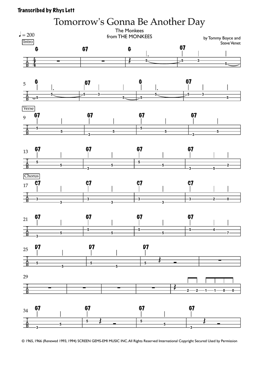 Tomorrow's Gonna Be Another Day Acoustic Guitar scores gallery preview page 1