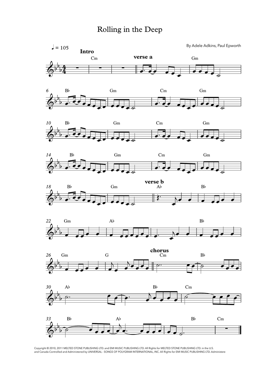 Rolling In The Deep Rolling In The Deep Piano scores gallery preview page 1