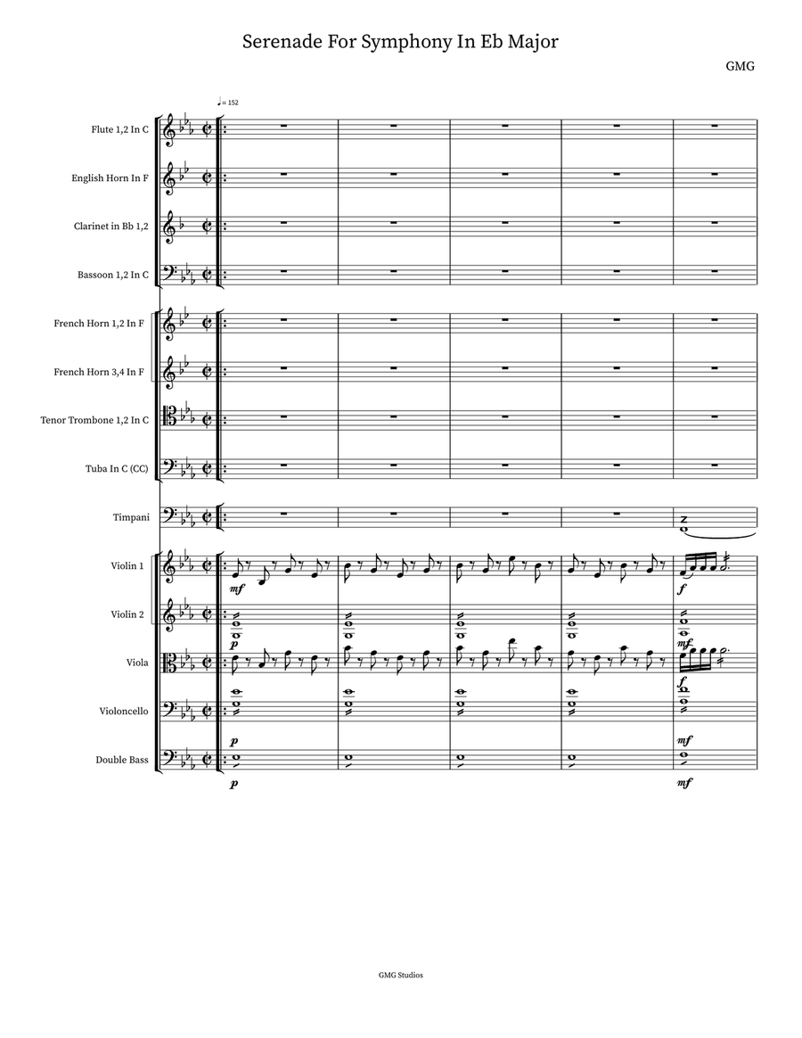Serenade For Symphony In Eb Major Small Ensemble scores gallery preview page 1