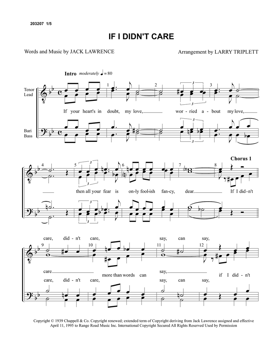If I Didn't Care If I Didn't Care TTBB scores gallery preview page 1