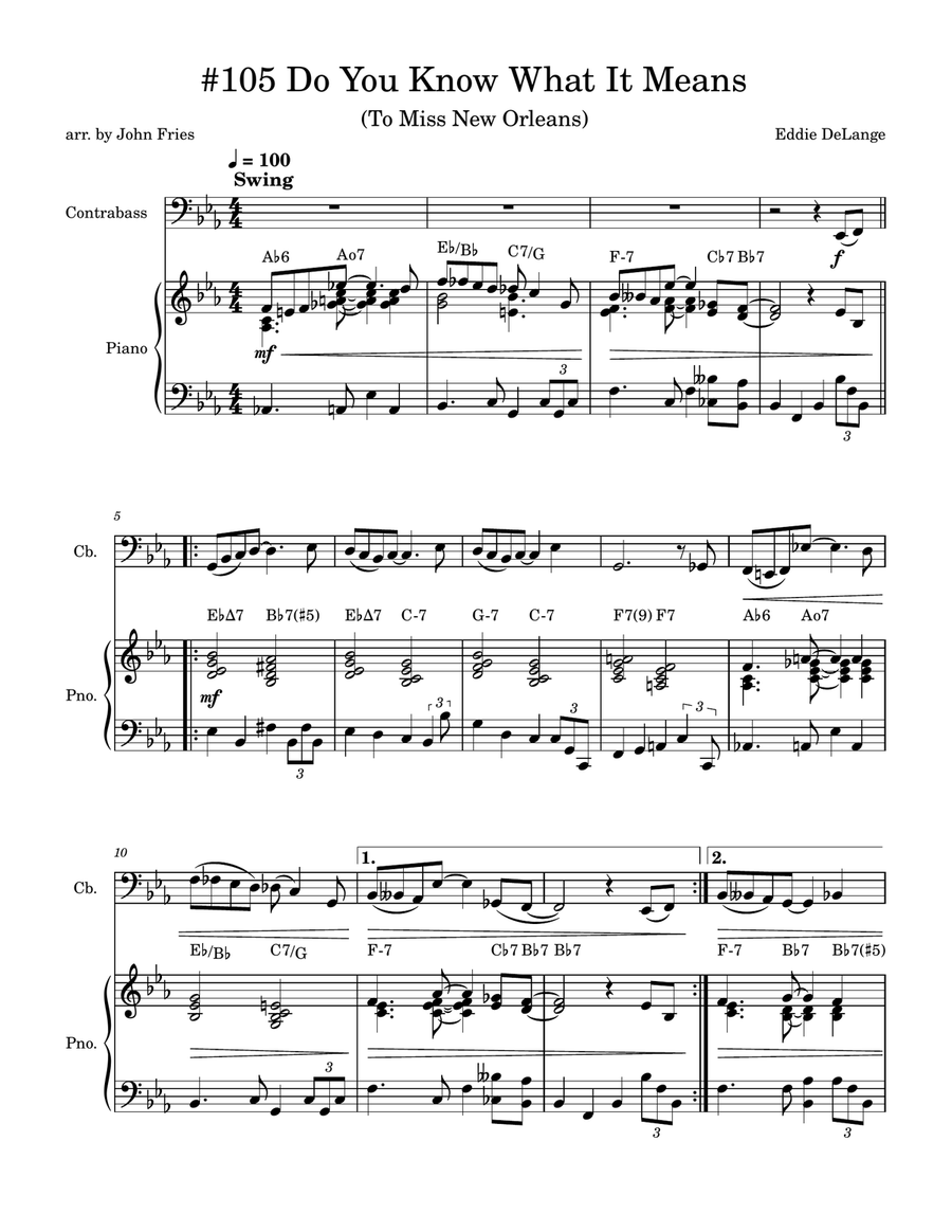 Do You Know What It Means To Miss New Orleans Double Bass scores gallery preview page 1