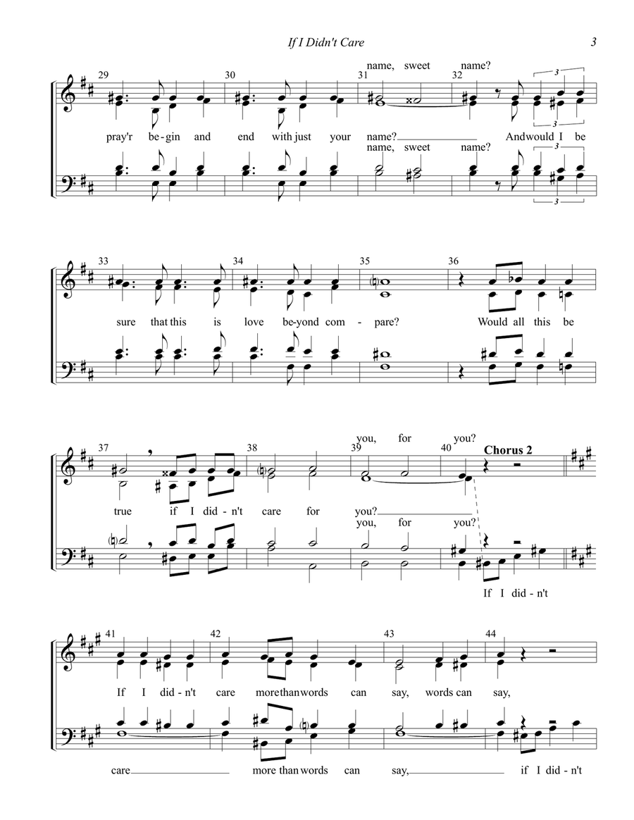 If I Didn't Care If I Didn't Care 4-Part scores gallery preview page 3