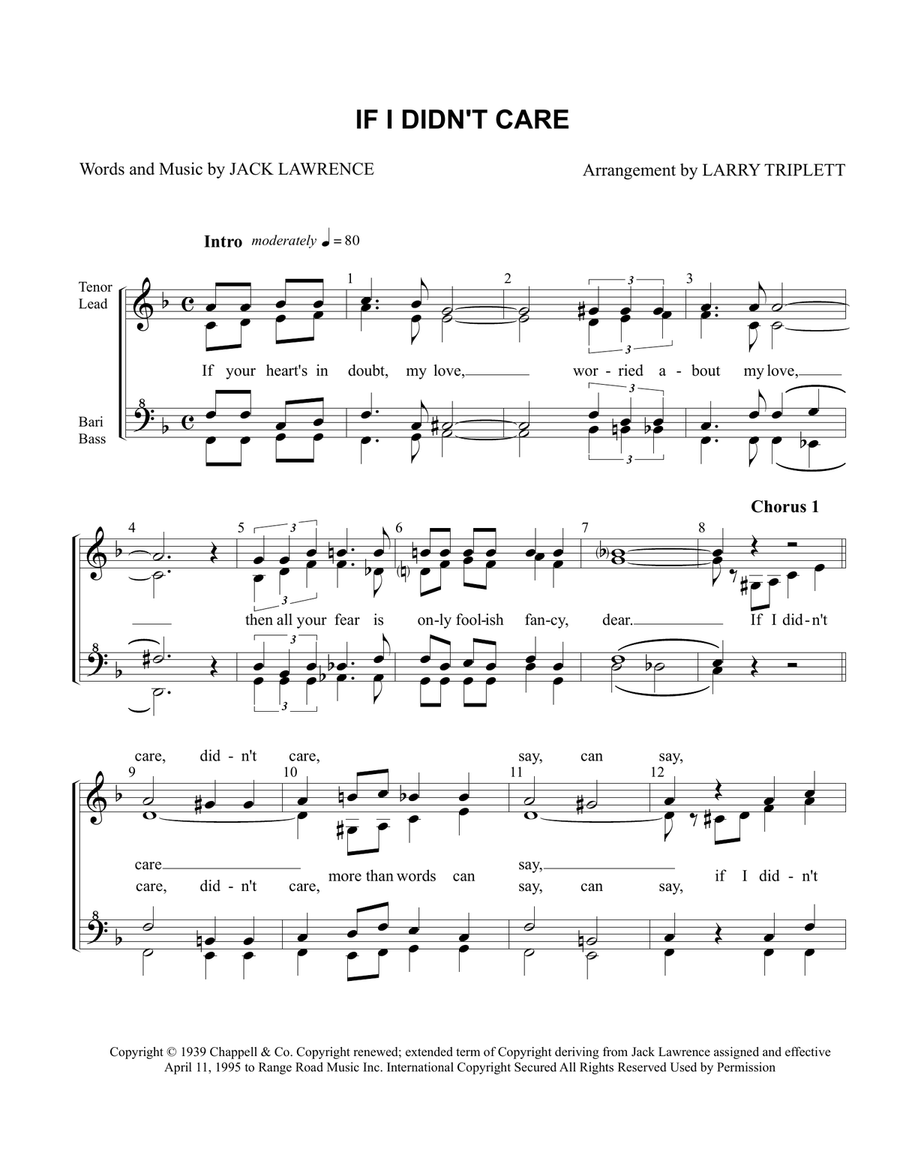 If I Didn't Care If I Didn't Care SSAA scores gallery preview page 1