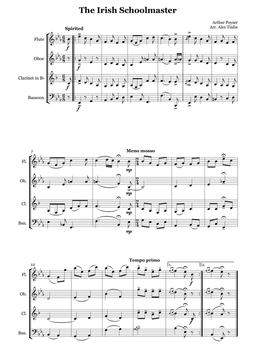 The Irish Schoolmaster The Irish Schoolmaster Woodwind Quartet scores gallery preview page 2