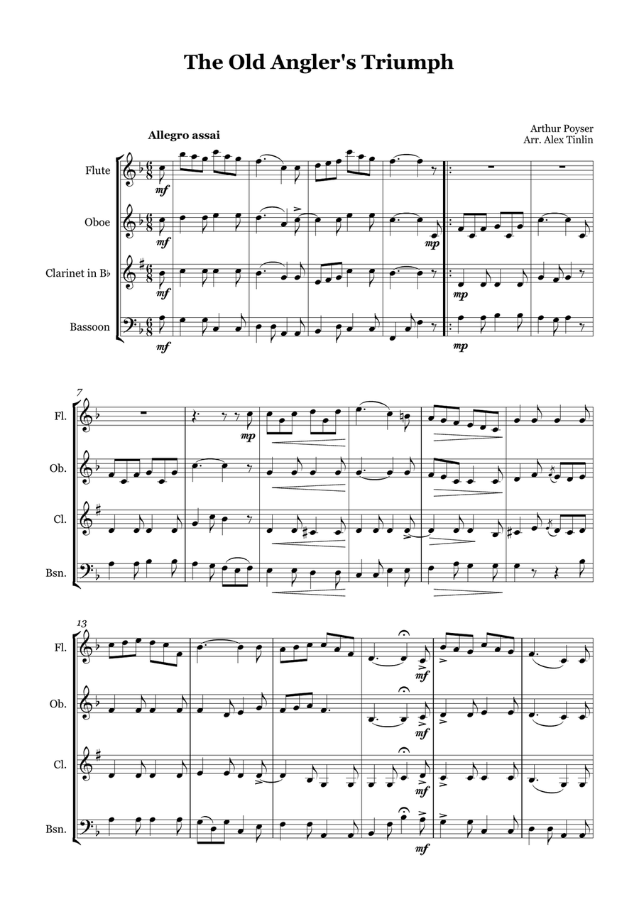The Old Angler's Triumph The Old Angler's Triumph Woodwind Quartet scores gallery preview page 2