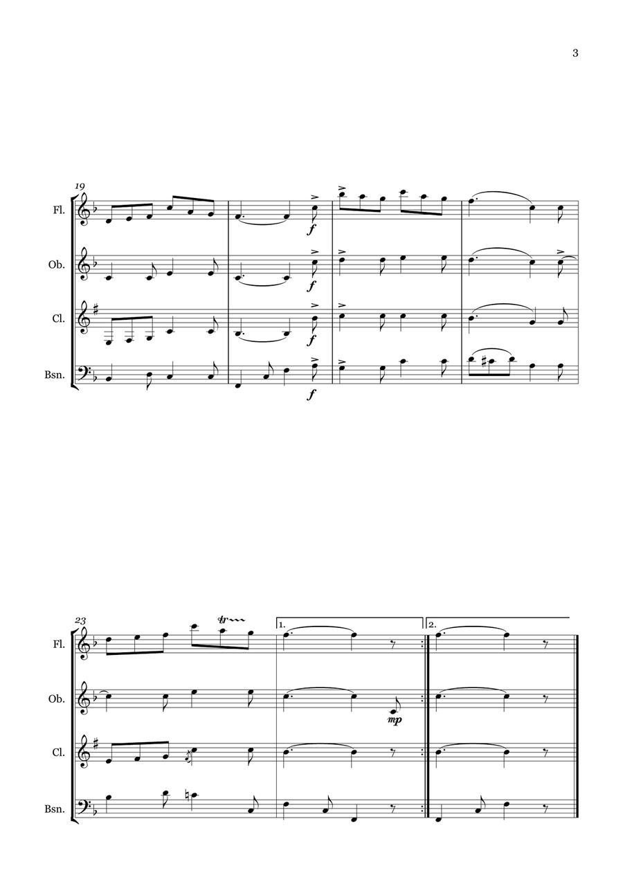 The Old Angler's Triumph The Old Angler's Triumph Woodwind Quartet scores gallery preview page 3