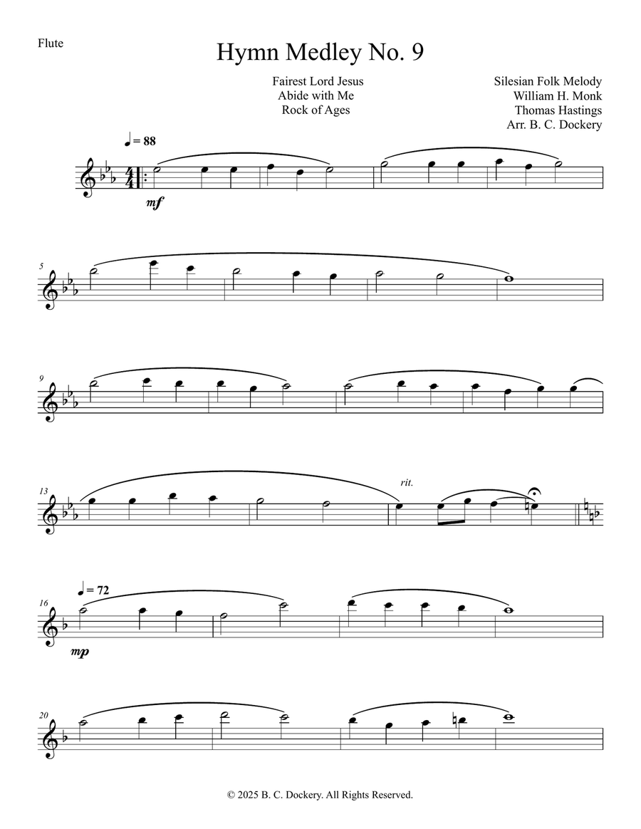 Hymn Medley No. 9 (Flute Solo) Flute Solo scores gallery preview page 1