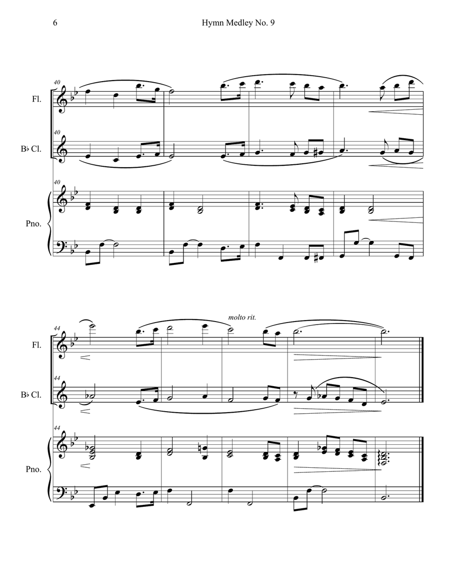 Hymn Medley No. 9 (Flute and Clarinet Duet with Piano Accompaniment) Woodwind Duet scores gallery preview page 6