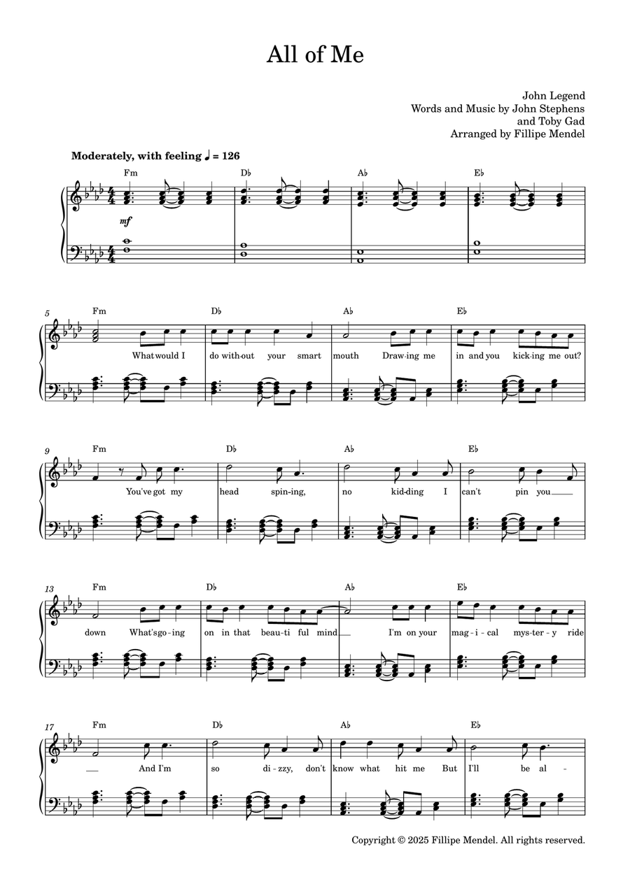 All of Me Piano Solo scores gallery preview page 2