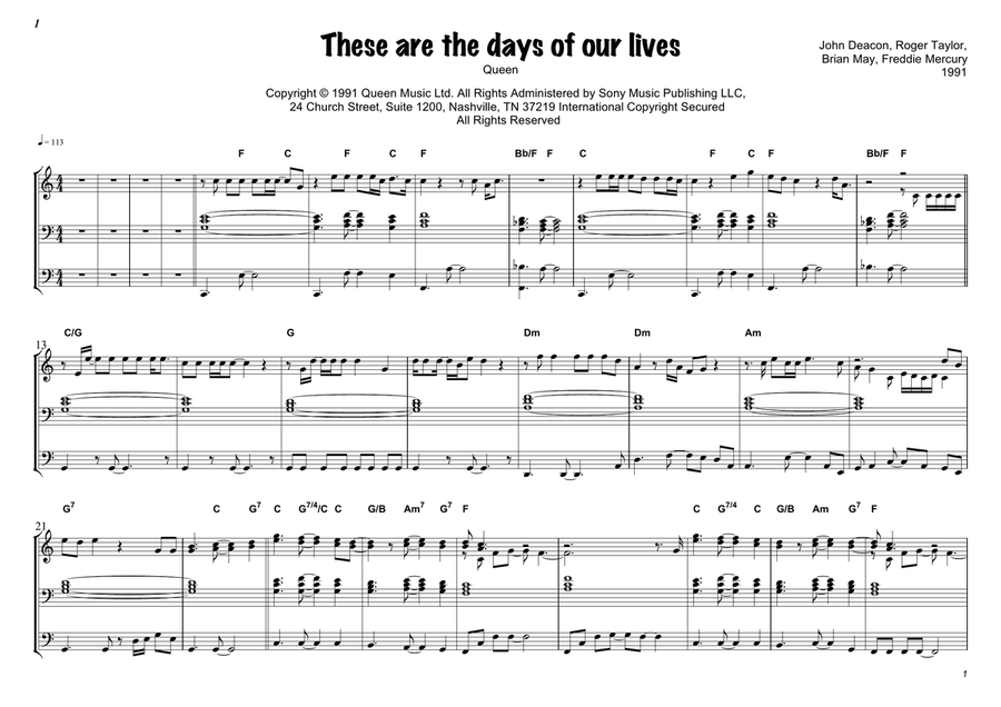 These Are The Days Of Our Lives Piano scores gallery preview page 4