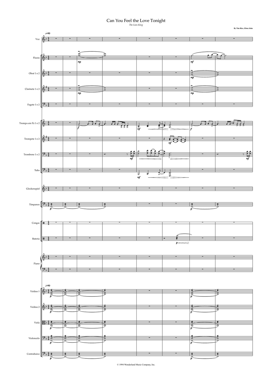 Can You Feel The Love Tonight Full Orchestra scores gallery preview page 1