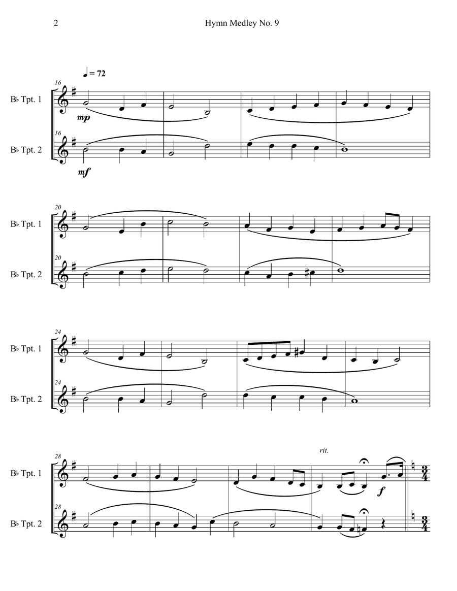 Hymn Medley No. 9 (Trumpet Duet) Trumpet Duet scores gallery preview page 2