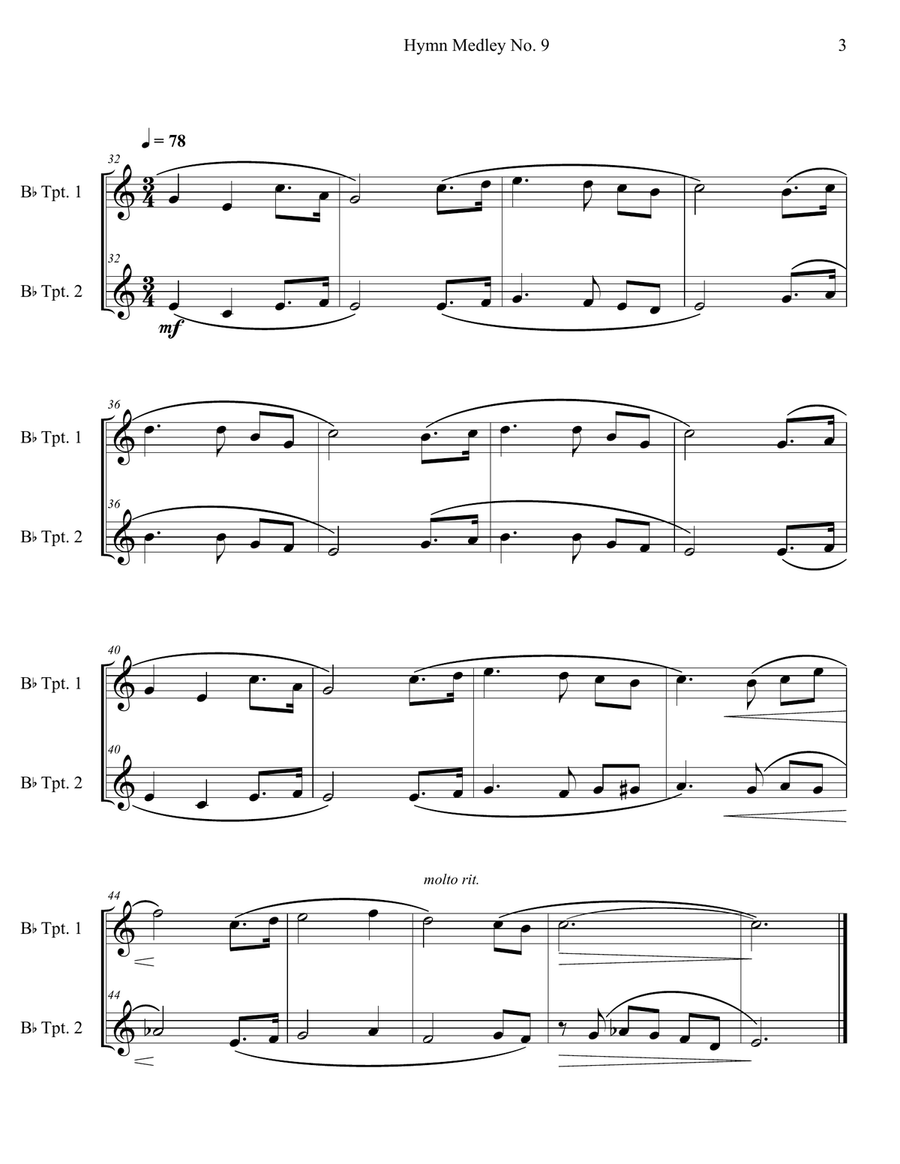 Hymn Medley No. 9 (Trumpet Duet) Trumpet Duet scores gallery preview page 3