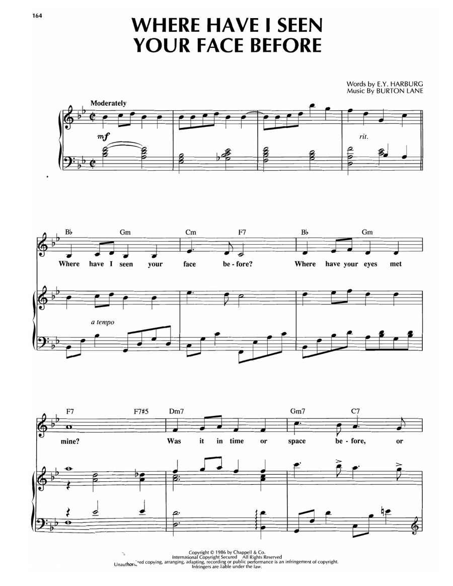 Where Have I Seen Your Face Before Piano, Vocal, Guitar scores gallery preview page 1