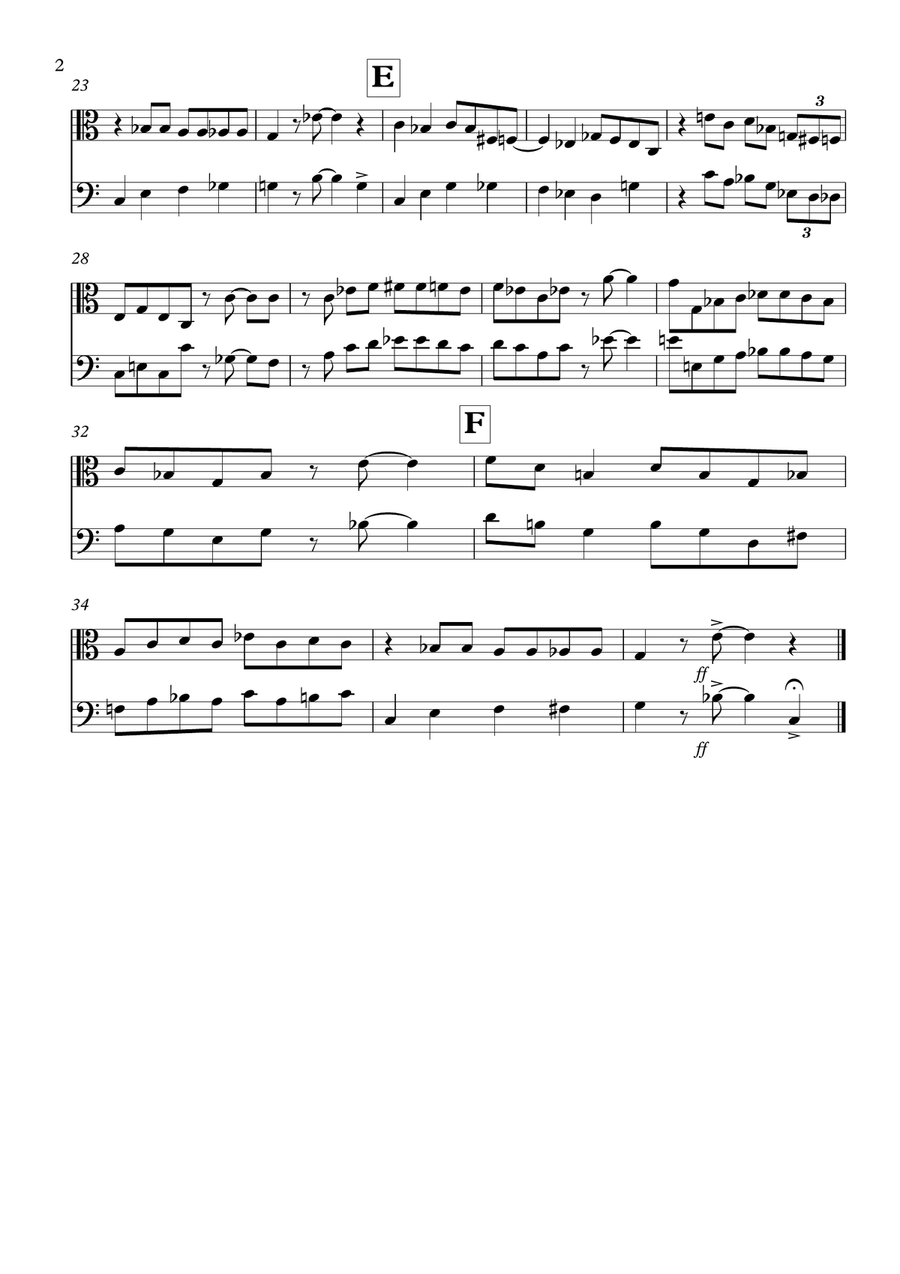 Blues Duet for Viola and Trombone Duet Trombone scores gallery preview page 2