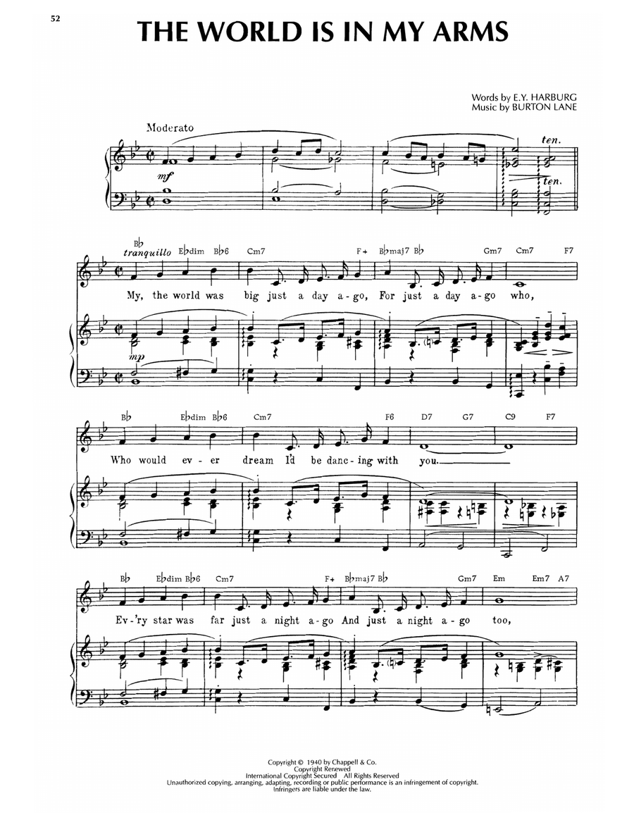 The World Is In My Arms The World Is In My Arms Piano, Vocal, Guitar scores gallery preview page 1
