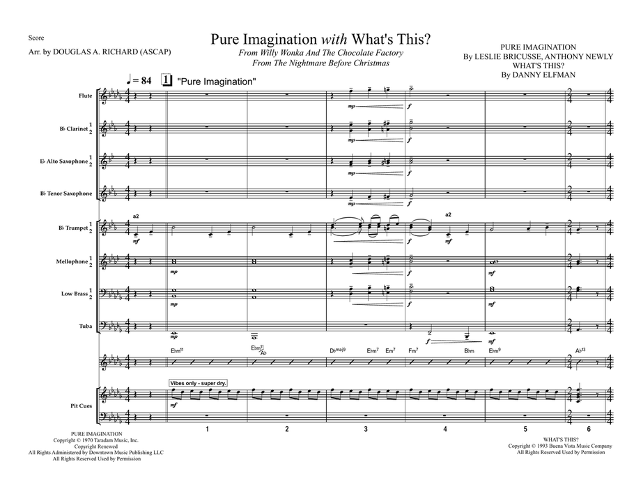Medley: Pure Imagination with What's This? Marching Band scores gallery preview page 1