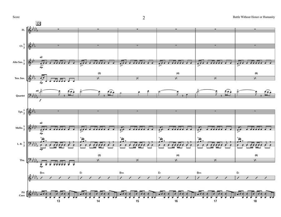 Battle Without Honor Or Humanity Marching Band scores gallery preview page 2