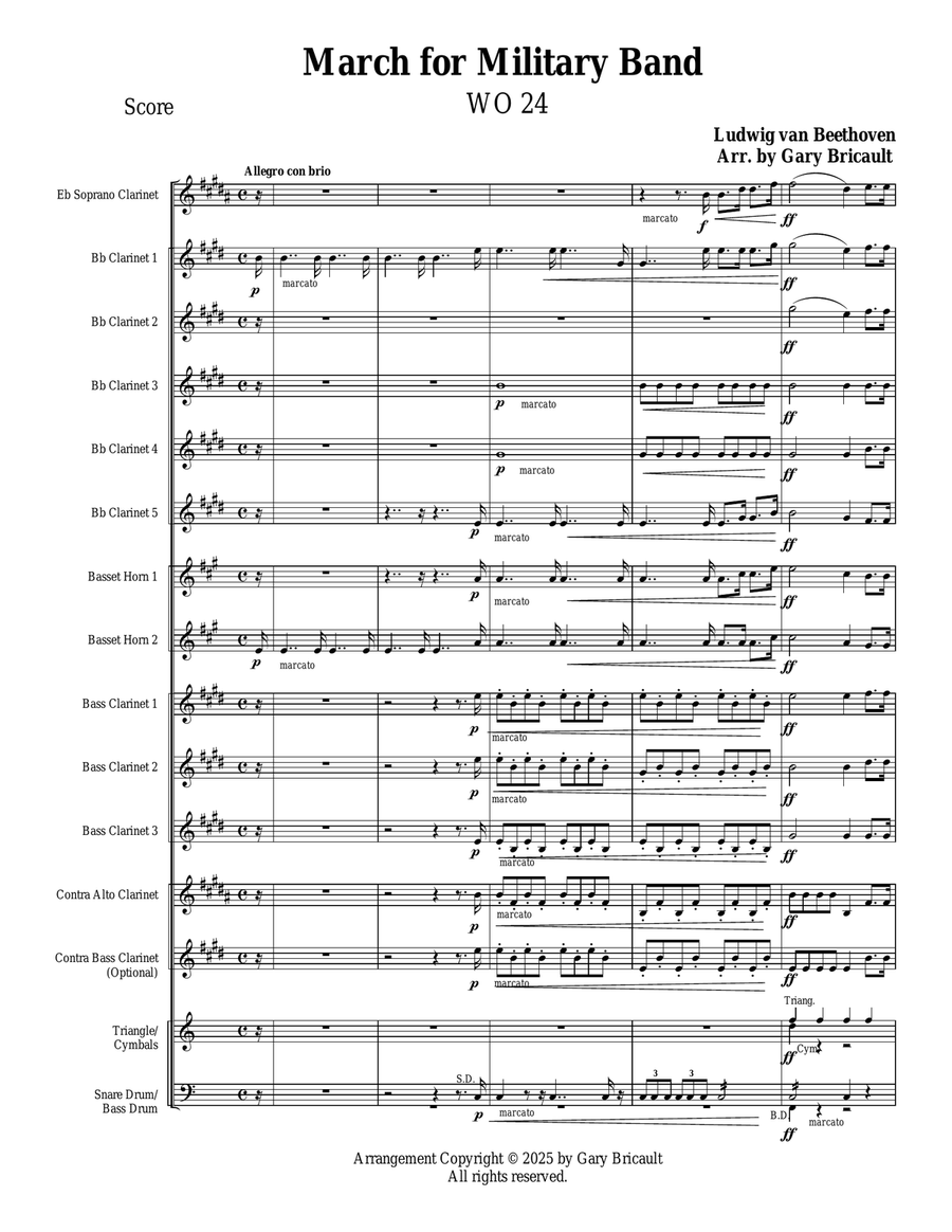 March for Military Band - WO 24 Woodwind Ensemble scores gallery preview page 1