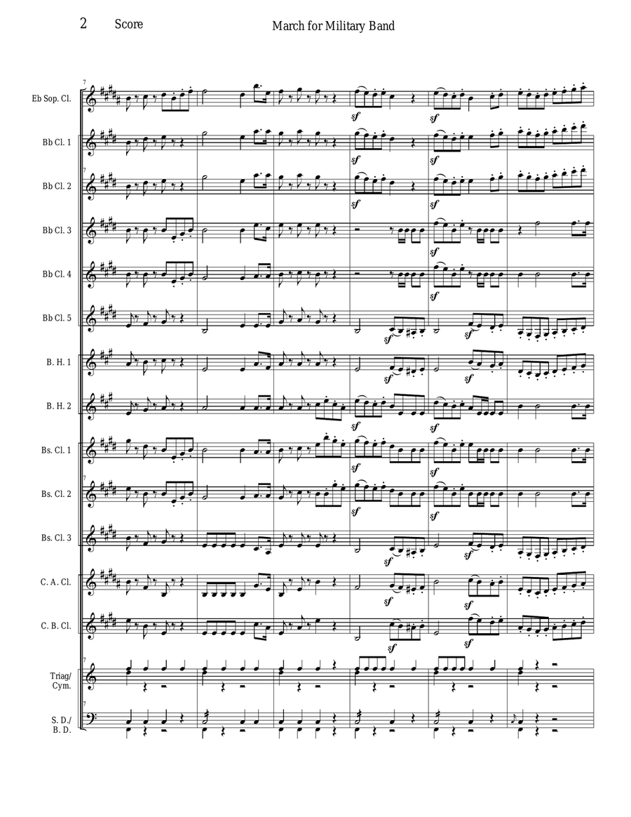 March for Military Band - WO 24 Woodwind Ensemble scores gallery preview page 2