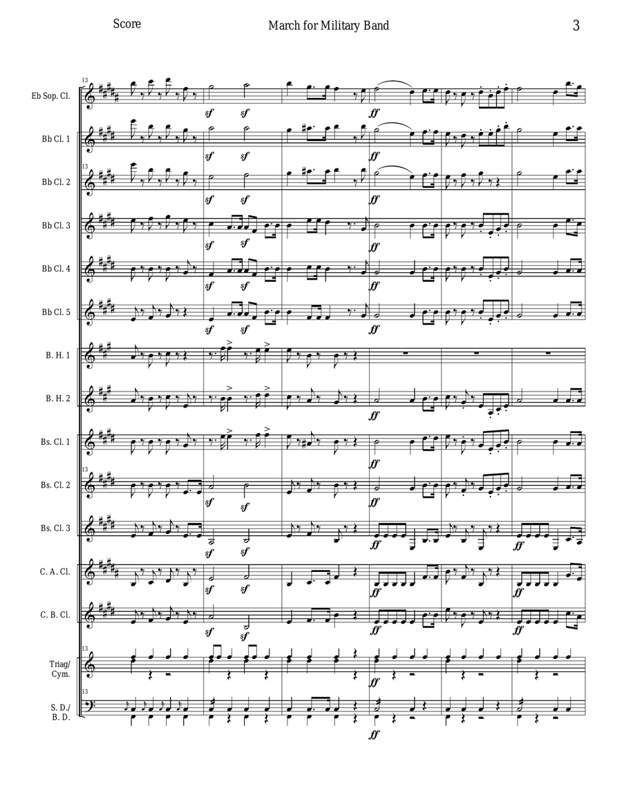 March for Military Band - WO 24 Woodwind Ensemble scores gallery preview page 3