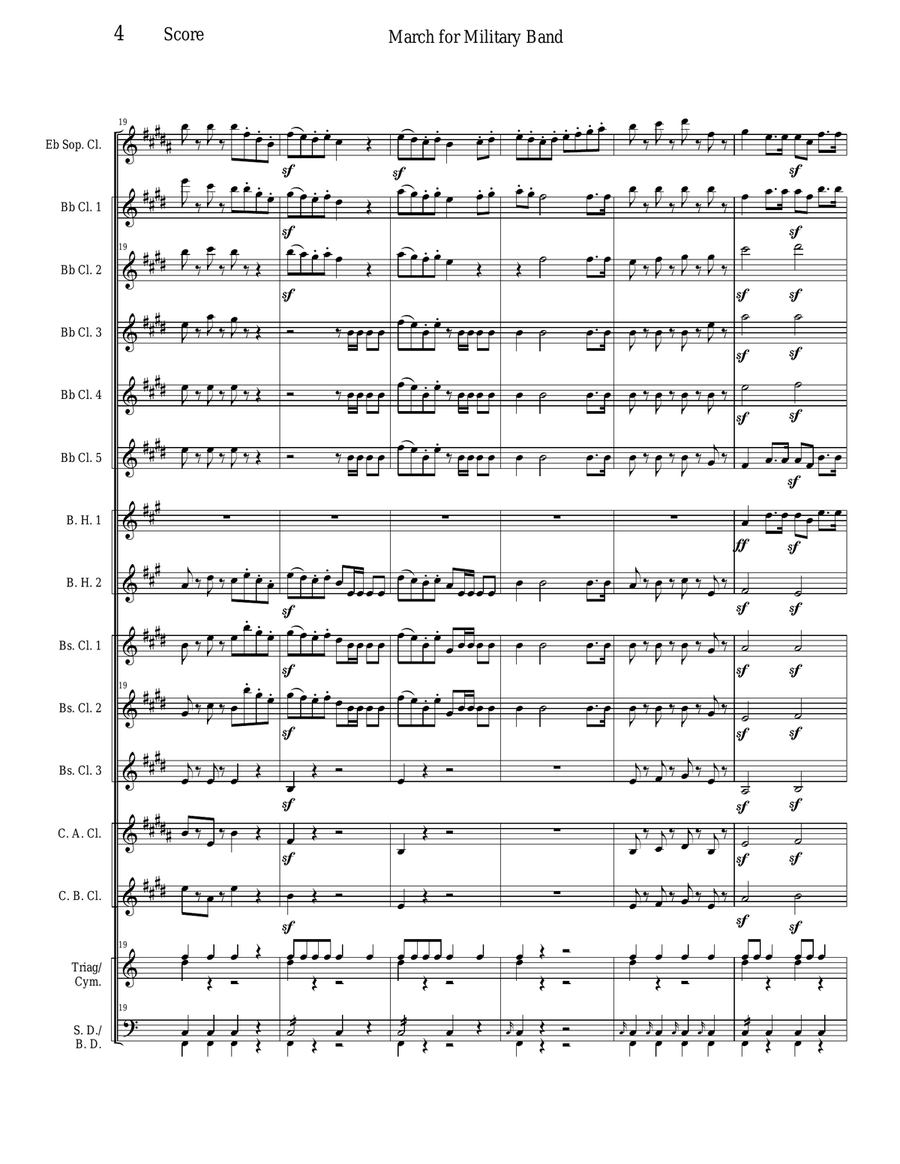 March for Military Band - WO 24 Woodwind Ensemble scores gallery preview page 4