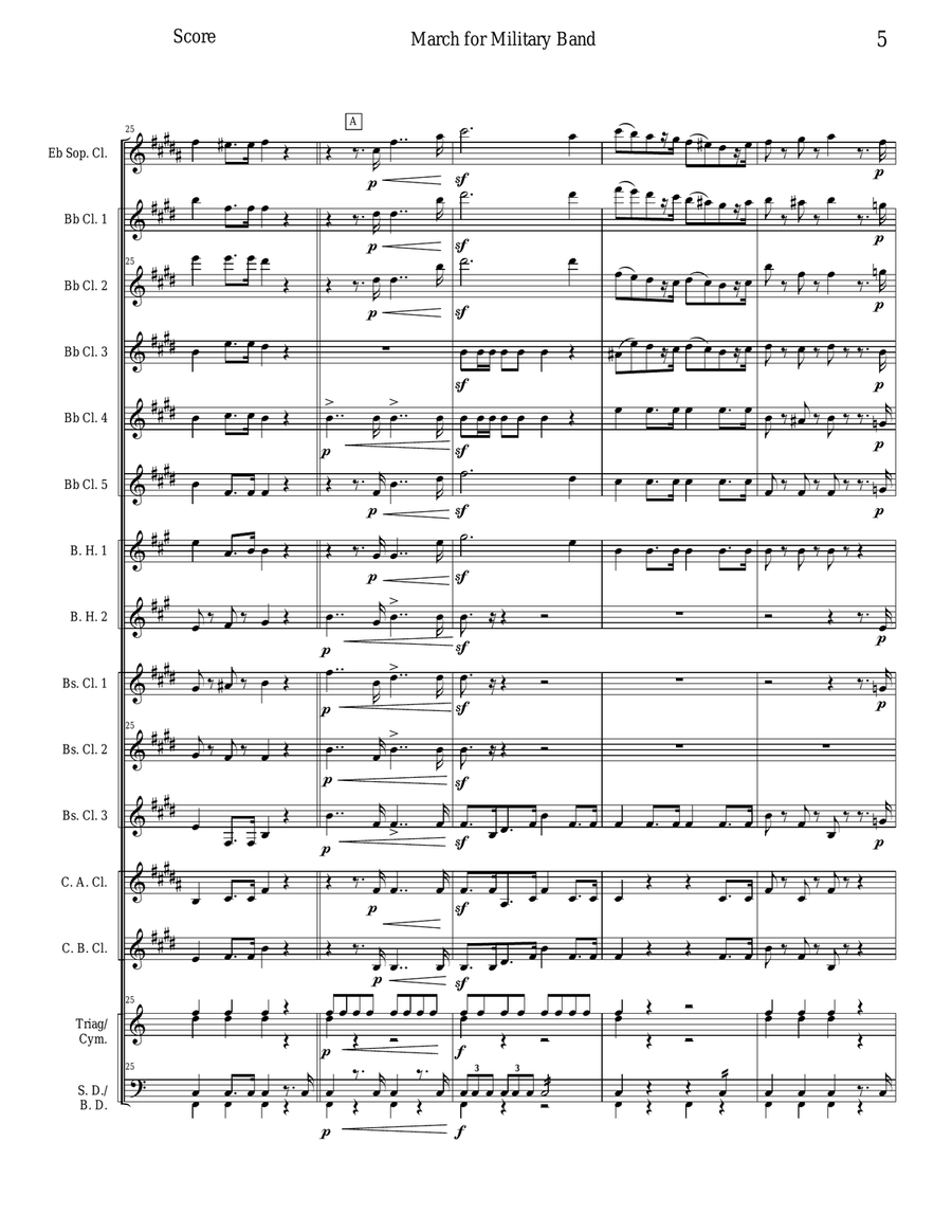 March for Military Band - WO 24 Woodwind Ensemble scores gallery preview page 5