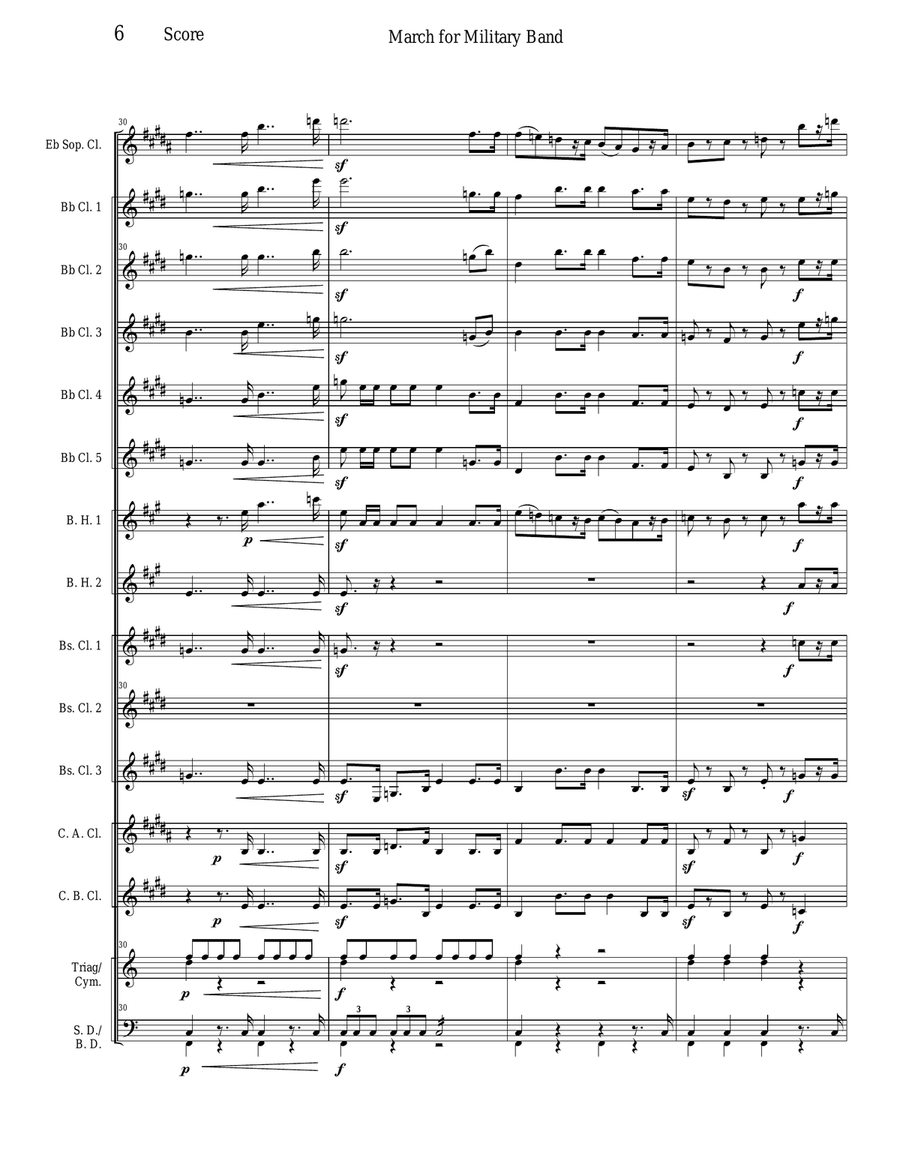 March for Military Band - WO 24 Woodwind Ensemble scores gallery preview page 6