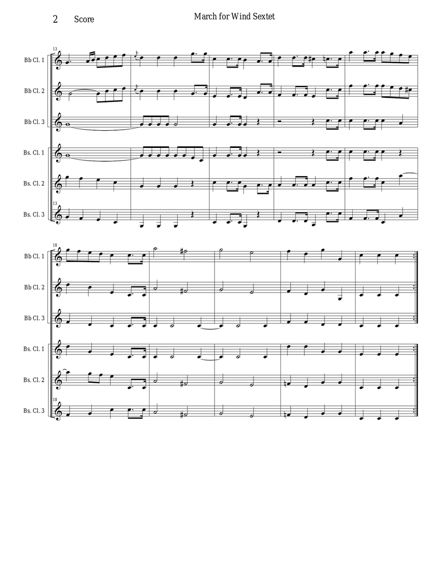 March for Wind Sextet - WO 29 Woodwind Ensemble scores gallery preview page 2