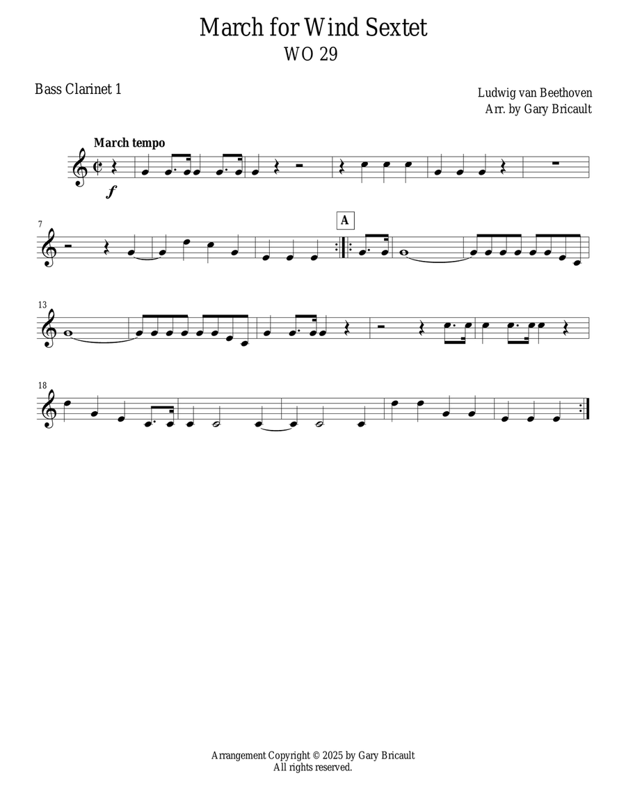 March for Wind Sextet - WO 29 Woodwind Ensemble scores gallery preview page 3