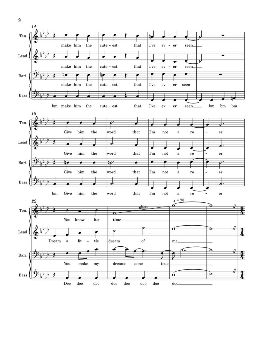 Medley: Mister Sandman with Dream A Little Dream Of Me, You Make My Dreams, Dream On, and I Have ... SSAA scores gallery preview page 2