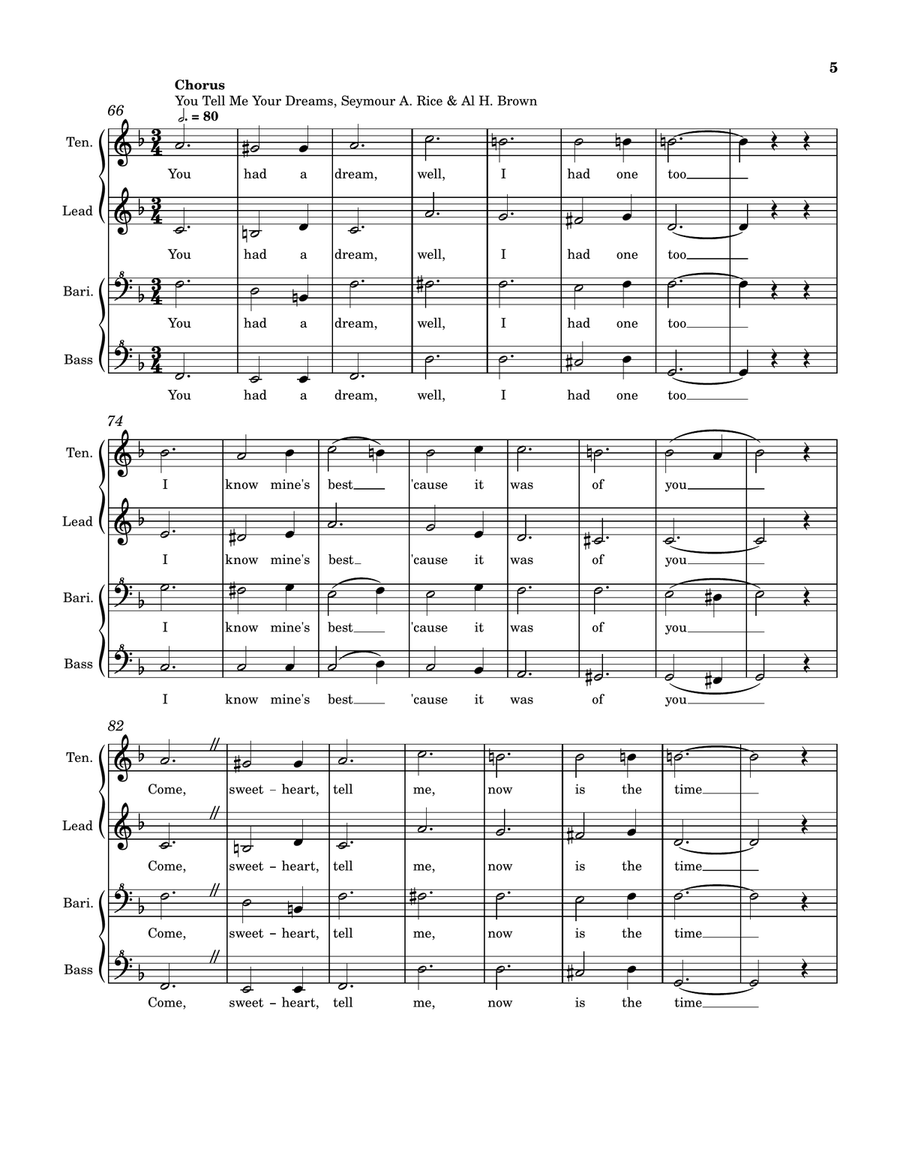 Medley: Mister Sandman with Dream A Little Dream Of Me, You Make My Dreams, Dream On, and I Have ... SSAA scores gallery preview page 5