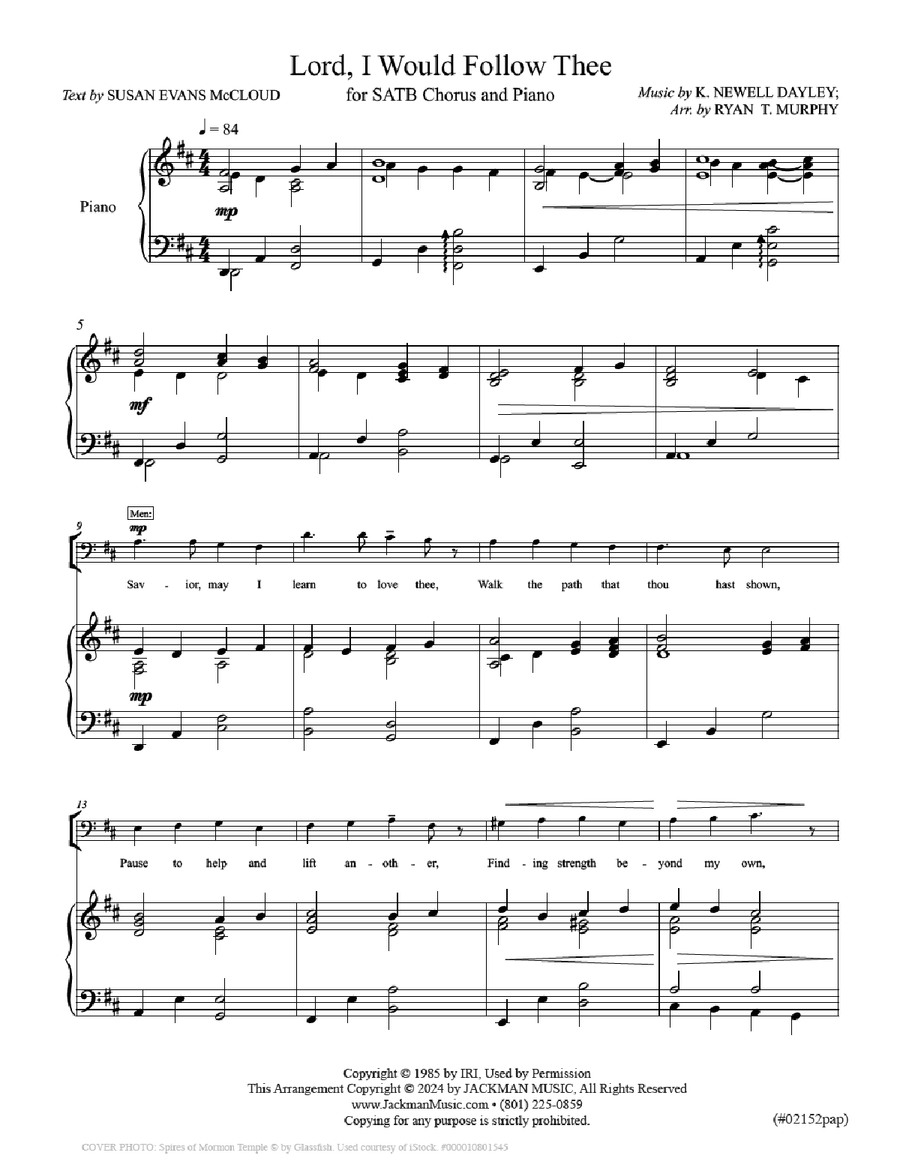 Lord, I Would Follow Thee - SATB - Murphy Lord, I Would Follow Thee - SATB - Murphy 4-Part scores gallery preview page 3