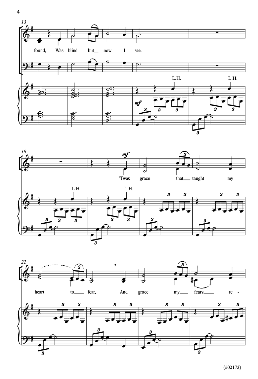 Amazing Grace - SAB - Evans 3-Part scores gallery preview page 2