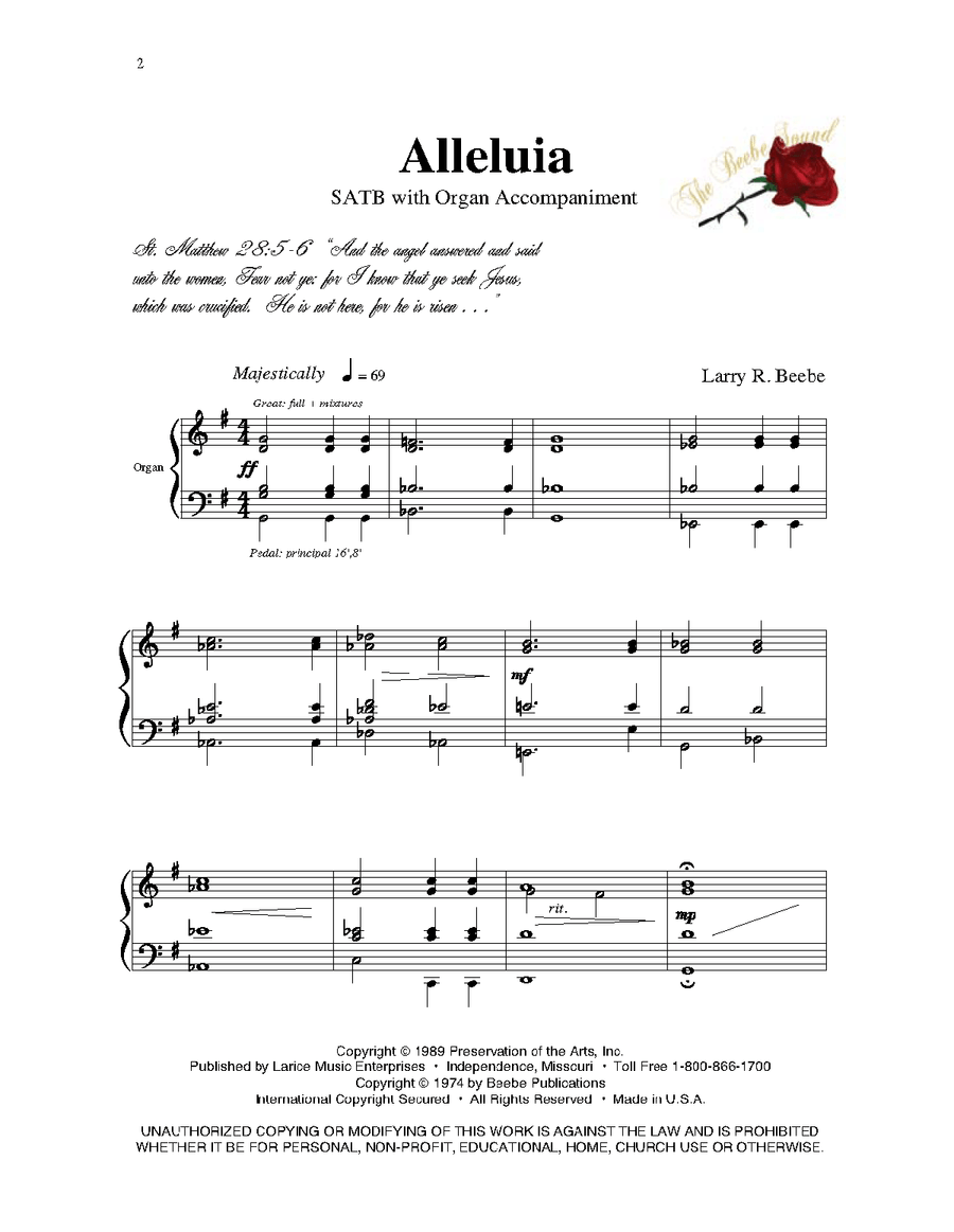 Alleluia (original) - SATB and Organ 4-Part scores gallery preview page 2